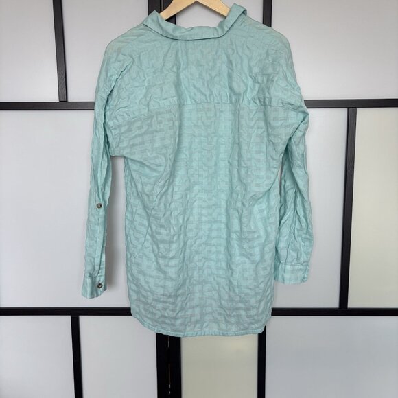 J. Jill Textured Plaid Shirt Tunic M Mint Green Largenlook Coastal Beachy - Picture 13 of 16